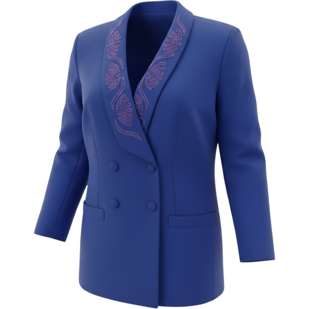 J.P. Fall Vintage Blue Double Breasted Blazer Embroidered Shawl Collar Size 16